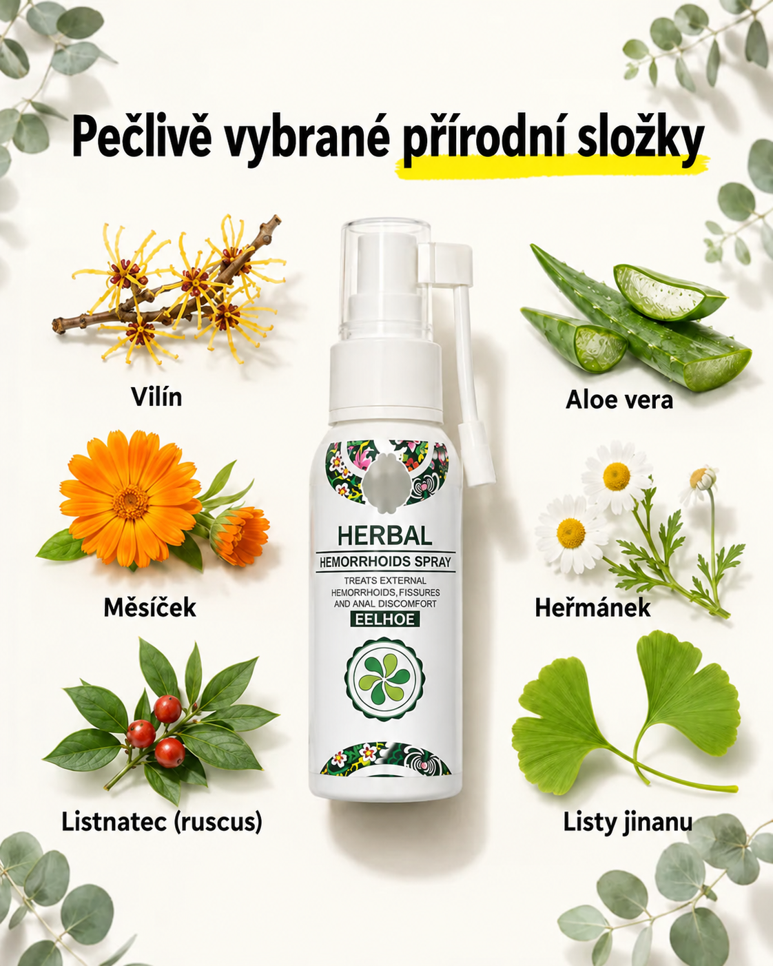 Rostlinné složky spreje Herbal