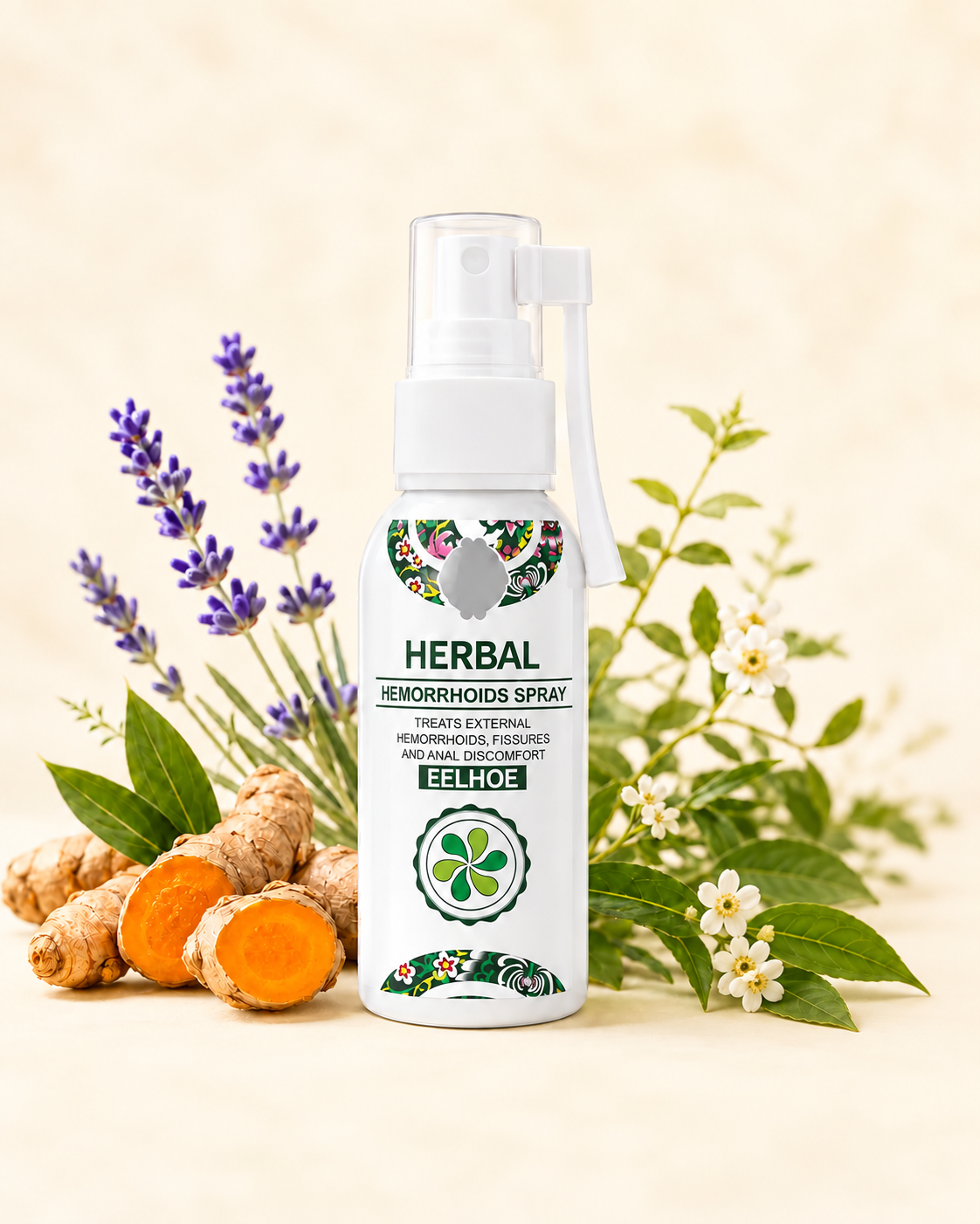 Sprej na hemoroidy Herbal s bylinným pozadím